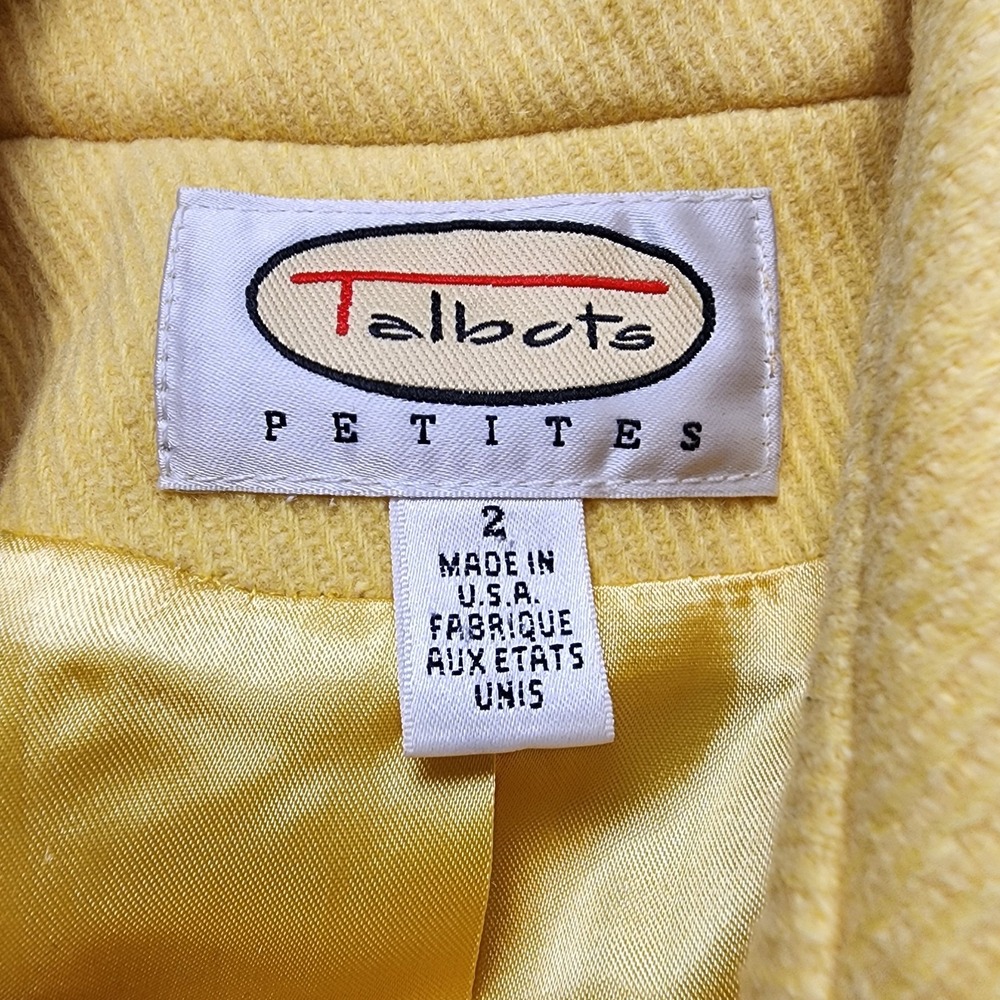 Talbots Wool Blend Coat Overcoat Womens 2P Butter Yellow Casual Career Sunny Fun - Picture 12 of 14